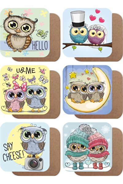 Major Selection مجموعة أوراق خشبية مكونة من 6 قطع من Lovely Owls