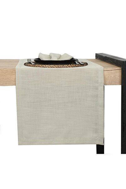 GOCCIA HOME Doğal Keten Görünümlü Runner ve 6 Adet Peçete Yeşil Renk