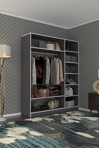 Kenzlife Giysi Dolabı Dursun 180*150*40 Gri Gardırop