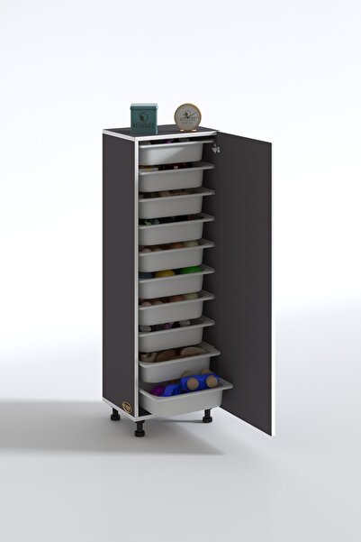 Kenzlife Sepetli Mutfak Dolabı Ruberukapak Gri 134X45X30 Kapaklı Banyo Çamaşır Beyaz 10 Lu Sepet