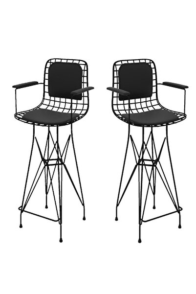 Kenzlife Knsz Orta Boy Tel Bar Sandalyesi 2 Li Mağrur Syhsyh Kolçaklı Sırt Minderli 65 Cm Oturma Yüksekliği