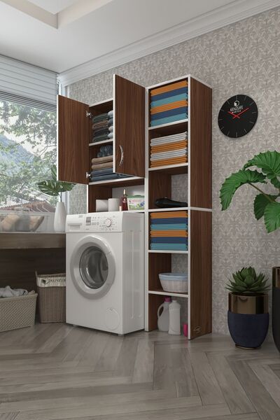 Kenzlife Çamaşır Makinesi Dolabı Sinemmaks Cvz 180*096*30 Banyo Kapaklı Arkal...