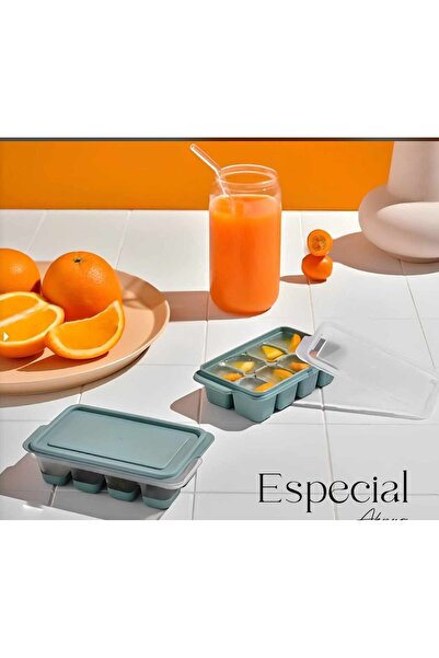 MİMOZA PARK 8 Lİ Mini Silikon Tabanlı Kapaklı Bas Çıkar Buz Kalıbı, 8 Bölmeli...