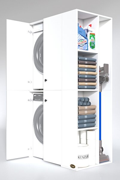 Kenzlife Çamaşır-Kurutma Makinesi Dolabı Kapaklı Foka Byz 180*090*60 Banyo Arkalıksız