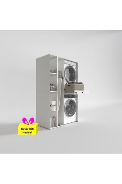 Kenzlife Çamaşır-Kurutma Makinesi Dolabı Gutas Sol Byz 187*120*60 Çekmeceli +...