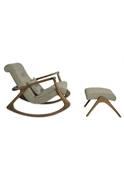 Asedia Ekol Ceviz Ekose Sallanan Sandalye Modern Dinlenme Emzirme Baba Tv Oku...