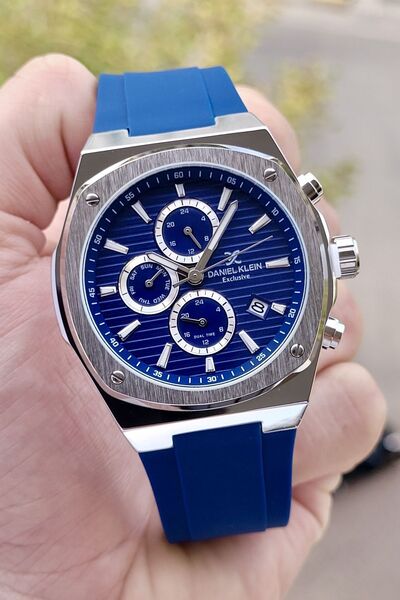 Daniel Klein Exclusive Kasası Gümüş Kordonu Lacivert Renk Ayarlanabilir Kordo...