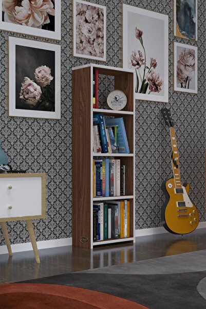 Kenzlife Kitaplık Süper Ga 120*40*19 Cvz 4 Katlı Tek Bölme Ofis Mutfak Banyo Dolabı Arkalıksız