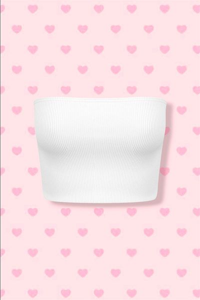Carpe Strapless Ribbed White Blouse