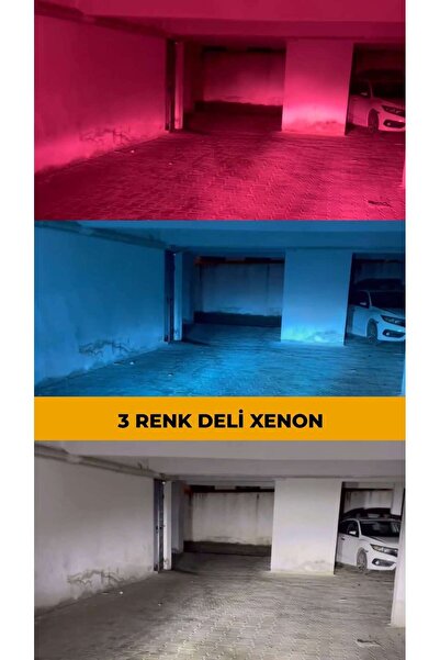 MBGL H4 - 3 Renk Xenon Şimşek Etkili 3 Renk Deli Mavi - Pembe - Kristal Beyaz Led Zenon Led Xenon