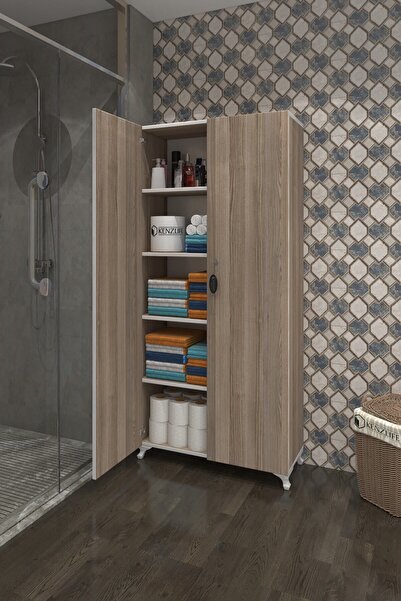 Kenzlife 2 Kapılı Dolap Çilem 188*090*032 Crd Kilitli Ayaklı Banyo Mutfak Ofis Kitaplık Ayakkabılık Kiler