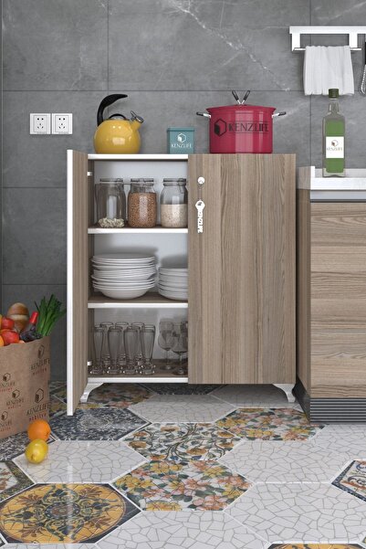 Kenzlife 2 Kapılı Dolap Çilem 088*070*032 Crd Kilitli Ayaklı Banyo Mutfak Ofi...