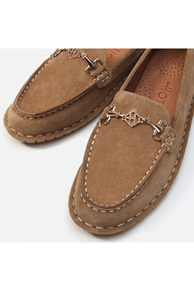 Hotiç Camel Colored Genuine Leather Women's Loafer