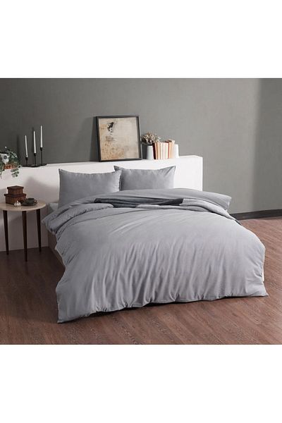 Doqu Home طقم غطاء لحاف فردي باللون الرمادي