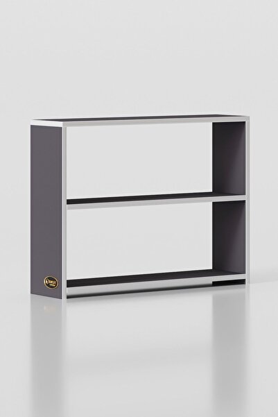 Kenzlife Kitaplık Süper Ga 060*80*19 Gri 2 Katlı Tek Bölme Ofis Mutfak Banyo Dolabı Arkalıksız