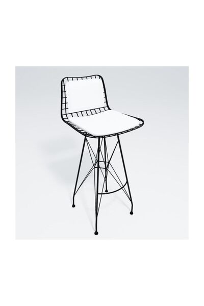 Kenzlife Knsz Kafes Tel Bar Sandalyesi 1 Li Zengin Syhbyz Sırt Minderli 75 Cm...