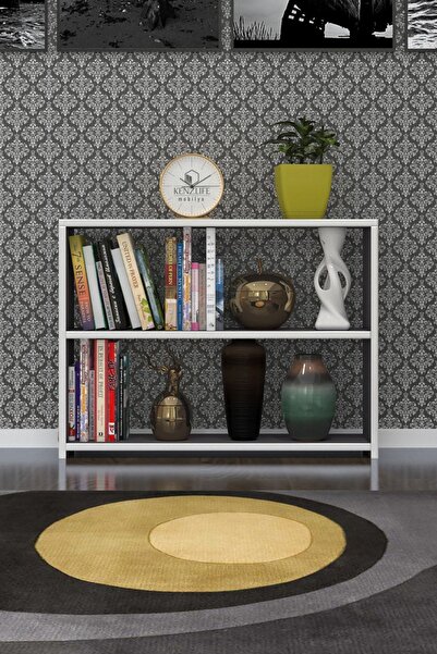 Kenzlife Kitaplık Süper Ga 060*80*19 Gri 2 Katlı Tek Bölme Ofis Mutfak Banyo Dolabı Arkalıksız