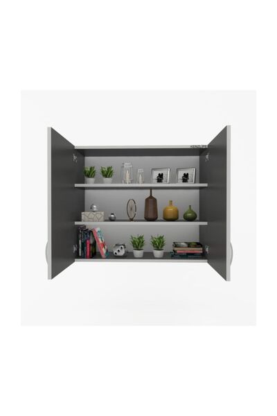 Kenzlife mutfak dolabı idil  090.090.32 gri 2 raflı kapaklı  ofis banyo kiler evrak kitaplık