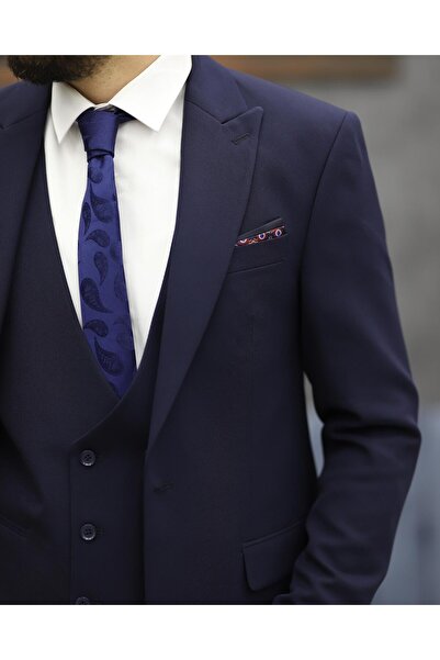 DORMEN 1521 SLİMFİT YELEKLİ TAKIM ELBİSE(LACİVERT)