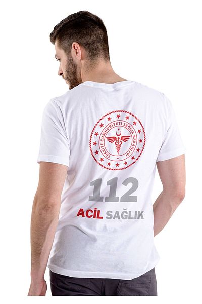 Chicheva 112 Emergency T-Shirt White Men's 100% Cotton Comfortable Fit Crew Neck