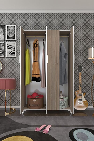 Kenzlife Gardırop 4 Kapaklı Kapılı Defne 168*100*42 Crd Ayaklı Gardolap Dolap