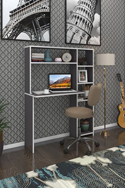 Kenzlife Bilgisayar Çalışma Masası Prost Gri 140*100*20 Kitaplık Sağda Ofis S...