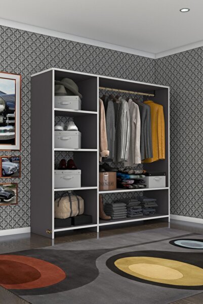 Kenzlife Giysi Dolabı Mükremin 150*150*40 Gri Gardırop