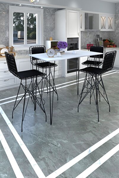 Kenzlife Knsz Masa Sandalye Takımı Hem105Zengin Byzsyh 130*070 4 Sandalye Syh...