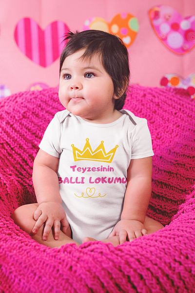 ADABEBEK 15653 Model Printed Honey Turkish Delight Snap Body for Baby Girl