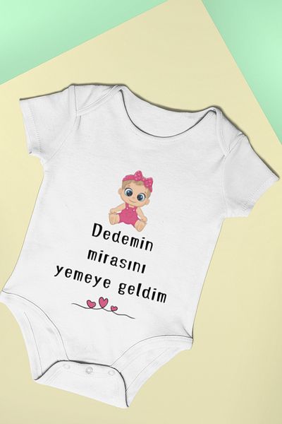 ADABEBEK Printed Snap-On Bodysuit for Baby Girl - I'm Here to Eat Written, Heritage 20508