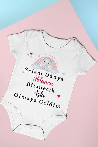 ADABEBEK Printed Snap-On Bodysuit for Baby Girl - Zıbın My Sister's Bitanecik Love Written 20408