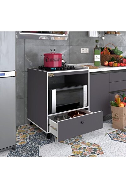 Kenzlife Ocak Dolabı Piraye Gri 85*70*60 Xlarge Çekmeceli Hazır Mutfak Ankastre Gömme Ocak İçin