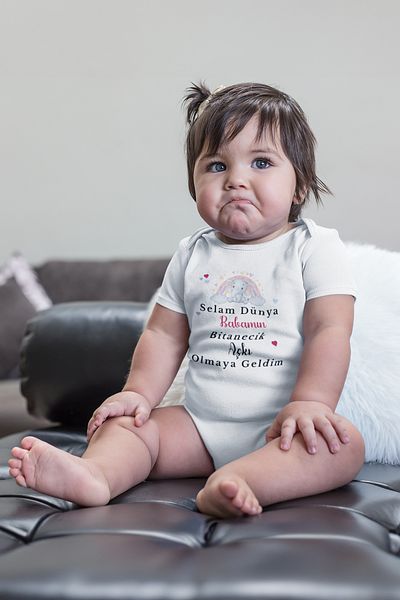 ADABEBEK 20404 Model Printed Snap-On Bodysuit for Baby Girl - My Father's Bitanecik Love Written