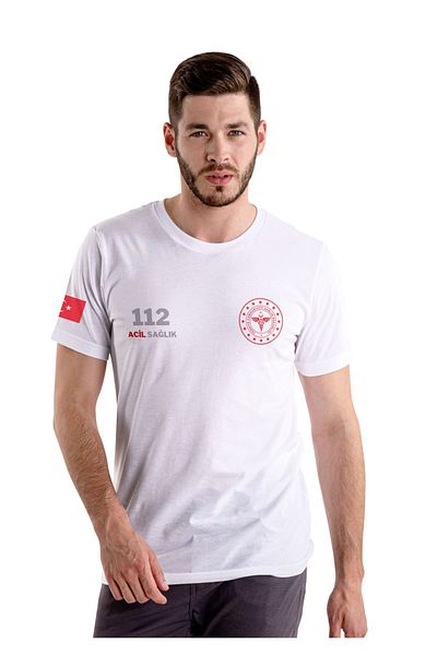 Chicheva 112 Emergency T-Shirt White Men's 100% Cotton Comfortable Fit Crew Neck