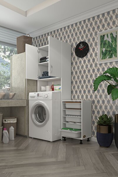 Kenzlife Çamaşır Makinesi Dolabı Sinemsepet Byz 05 Li Banyo Arkalıksız Kurutma Bulaşık