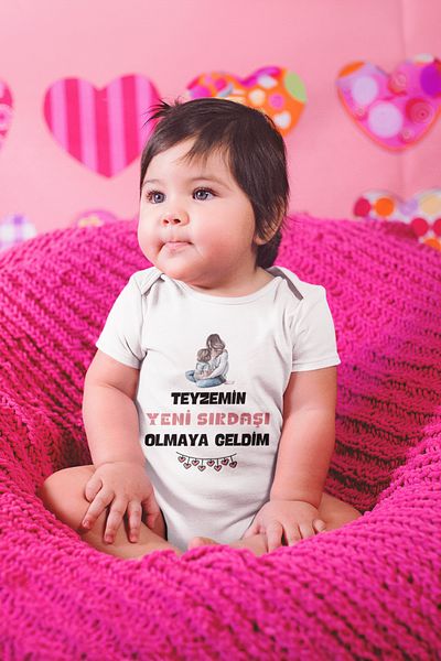 ADABEBEK Written Baby Girl Bodysuit - Bodysuit with Snap Fasteners, Printed 20513