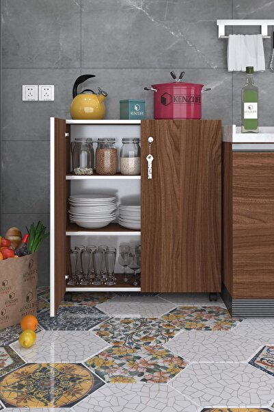 Kenzlife 2 Kapılı Dolap Çilem 088*070*032 Cvz Kilitli Tekerlekli Banyo Mutfak...