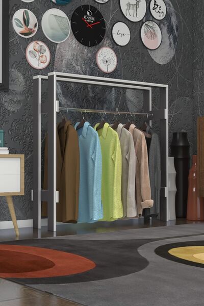 Kenzlife Giysi Dolabı Casim 100*100*25 Gri Askılık Ayakkabılık