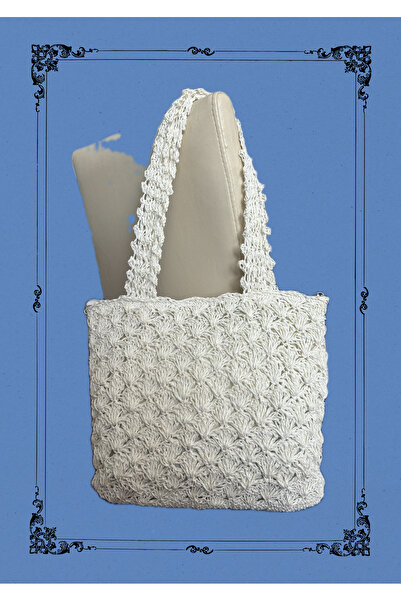 atn store Boby - Askılı Örme Model Beyaz Çanta