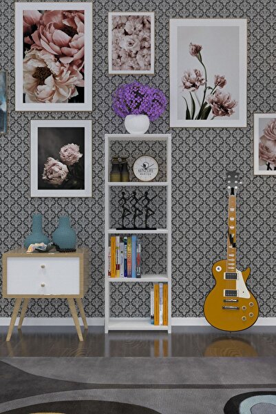 Kenzlife Kitaplık Süper Ga 120*40*19 Byz 4 Katlı Tek Bölme Ofis Mutfak Banyo Dolabı Arkalıksız