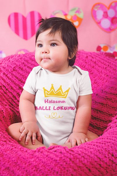 ADABEBEK 15652 Model Printed and Honey Turkish Delight Snap Body for Baby Girl