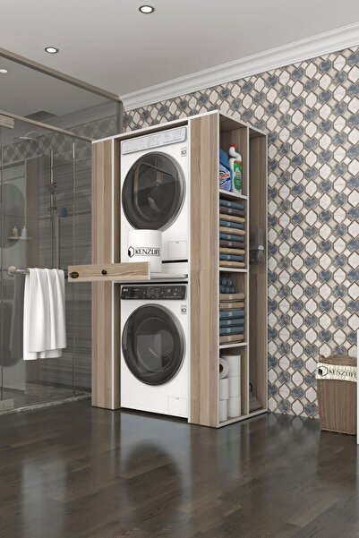 Kenzlife Çamaşır-Kurutma Makinesi Dolabı Umare Crd 187*110*60 Çekmeceli Raflı...