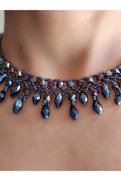 Eva Takı Store Ethnic Bohemian Sand Crystal Bead Handmade Pendant Necklace