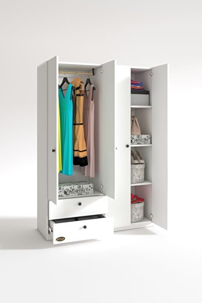 Kenzlife Gardırop 4 Kapılı 2 Çekmeceli Hüsnüyusuf Byz 173*120*42 Gardolap Dolap Ofis