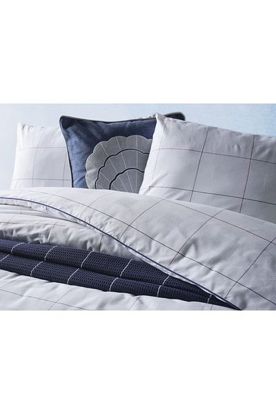 Doqu Home طقم غطاء لحاف بحري أبيض فردي من كروز