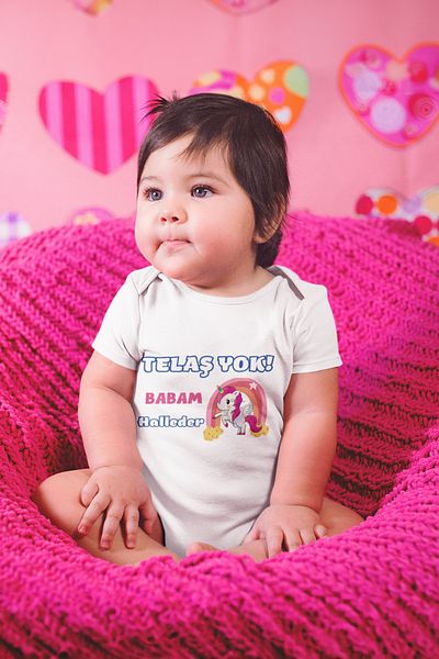 ADABEBEK 20519 Model Baby Bodysuit Colorful Handle Printed Bodysuit
