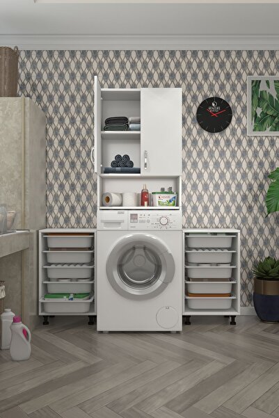 Kenzlife Çamaşır Makinesi Dolabı Sinemsepetduble Byz 05 Li Banyo Arkalıksız K...