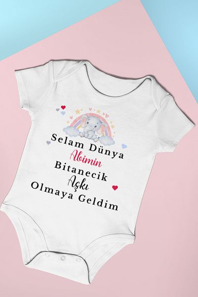ADABEBEK 20409 Model Bodysuit for Baby Girl Color Snap Printed Bodysuit - Love Written Bitanecik