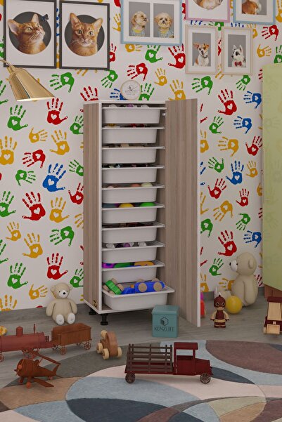 Kenzlife Sepetli Mutfak Dolabı Ruberukapak Crd 134X45X30 Kapaklı Banyo Çamaşır Beyaz 10 Lu Sepet