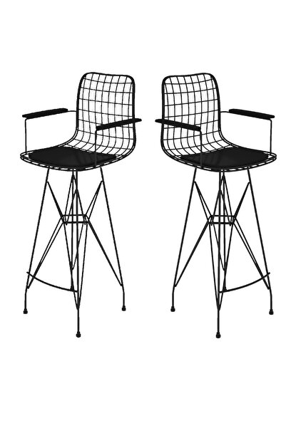 Kenzlife Knsz Kafes Tel Bar Sandalyesi 2 Li Zengin Syhsyh Kolçaklı 75 Cm Otur...